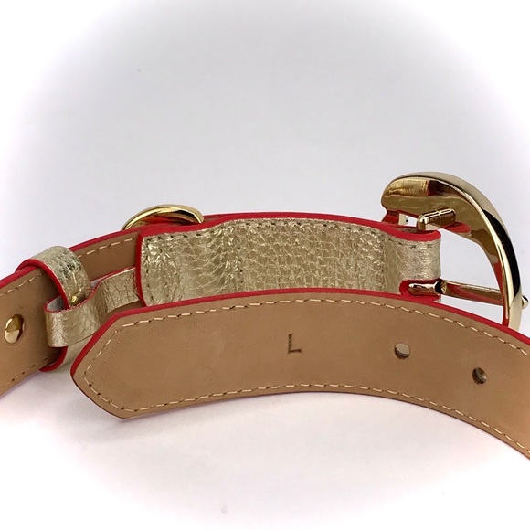 MOSHIQA Gold Leather Dog Collar Wonder Woman WW84 Size M Luxury Metallic Fancy - Picture 14 of 16